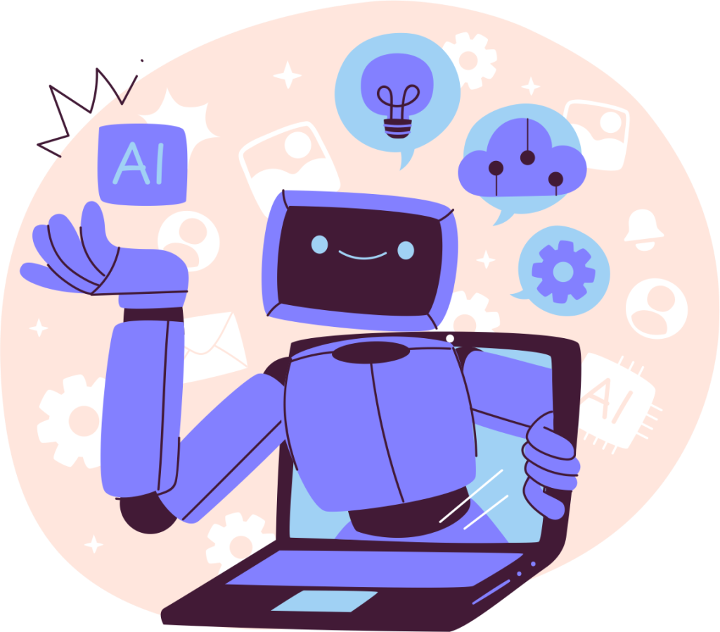 Ilustração de robô de inteligência artificial